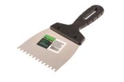  SIBRTEH Spatulya fogazott 100mm 4x4mm rozsdamentes, manyag nyllel