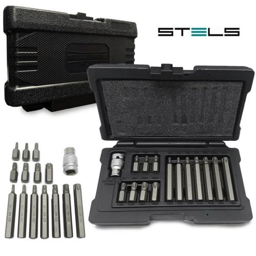 STELS 1/2" CrV bitkészlet, 15 részes – HEX, kofferben