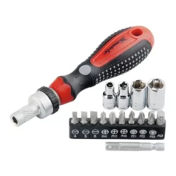   MTX 16 részes szett, racsnis marokcsavarozó irányváltóval, fejekkel