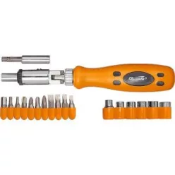   SPARTA 19db-os racsnis csuklós dugókulcs/bitszett ergonómikus markolattal