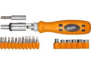 SPARTA 19db-os racsnis csuklós dugókulcs/bitszett ergonómikus markolattal