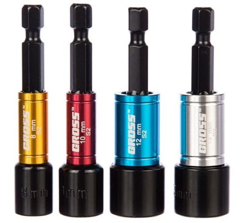 GROSS 66mm 4db  Professional mágneses dugókulcs fej szett önmetsző csavarokhoz