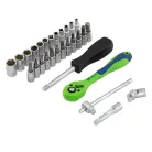 MTX 1/4" 4-13mm 29 részes racsnis kulcskészlet 72 fogas mechanizmus, koffer, CrV
