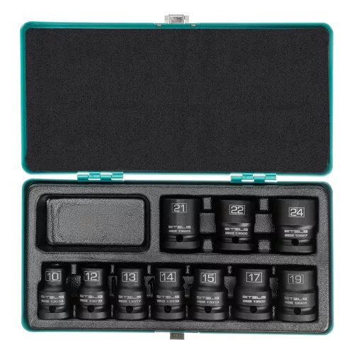 STELS 10- 24 mm 6 részes gépi dugókulcs készlet fém kofferben professional