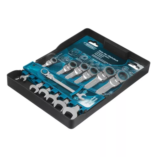 GROSS 7db 8-19mm csuklós racsnis csillagvillás kulcskészlet, PROFESSIONAL