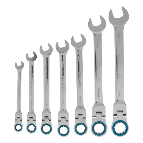 GROSS 7db 8-19mm csuklós racsnis csillagvillás kulcskészlet, PROFESSIONAL