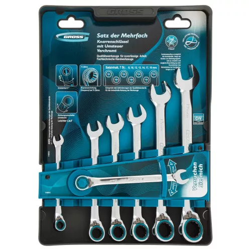 GROSS 7db 8-19mm racsnis csillagvillás kulcskészlet, PROFESSIONAL