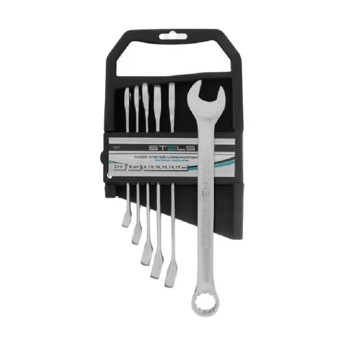 STELS 8- 17mm 6db csillag- villáskulcs, Bi-HEX, CrV, csúszásgátló bordázat, szövettáska PROFESSIONAL