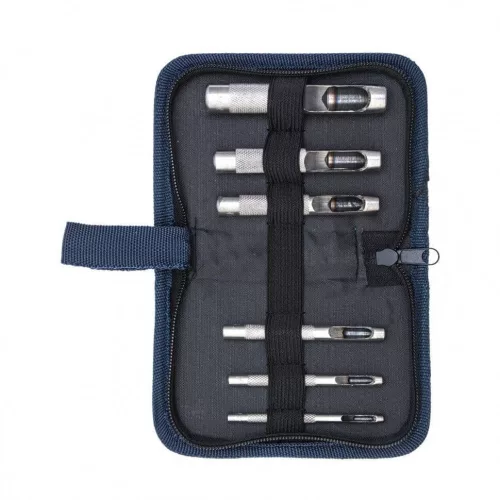 SIBRTEH 6db-os bőrlyukasztó szett húzózáras táskában