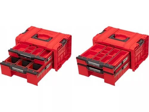 QBRICK SYSTEM PRO Gurulós Fiókos Szerszámosláda 3 Red Ultra HD