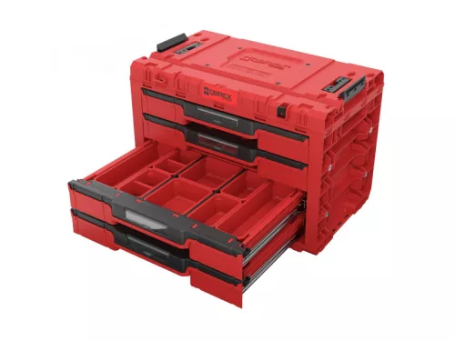 QBRICK SYSTEM PRIME 4 Fiókos szerszámosláda Red Ultra HD