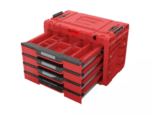 QBRICK SYSTEM PRIME 4 Fiókos szerszámosláda Red Ultra HD