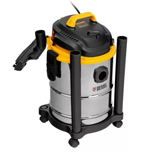 DENZEL 1200W 15L építési száraz- nedves porszívó EVC15-2-5, INOX, 3 év garancia