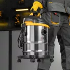 DENZEL 1200W 15L építési száraz- nedves porszívó EVC15-2-5, INOX, 3 év garancia