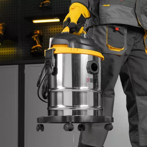 DENZEL 1200W 15L építési száraz- nedves porszívó EVC15-2-5, INOX, 3 év garancia