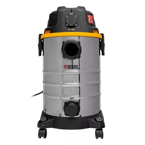 DENZEL 1400W 30L építőipari száraz- nedves porszívó szett, kisgép csatlakozás, szűrőtisztító funkció, leeresztő csap, RVC30-3-5, 3 év garancia
