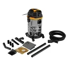 DENZEL 1400W 30L építőipari száraz- nedves porszívó szett, kisgép csatlakozás, szűrőtisztító funkció, leeresztő csap, RVC30-3-5, 3 év garancia