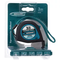   GROSS 3mx16mm professional mágneses mérőszalag  gumis akasztóvég