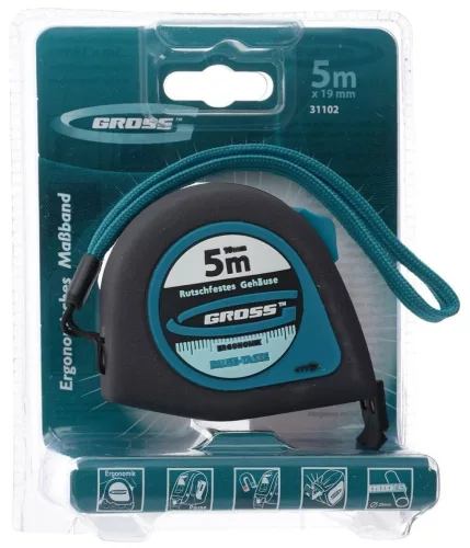 GROSS 5mx19mm professional mágneses mérőszalag gumis akasztóvég
