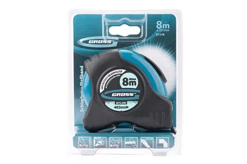 GROSS 8mx25mm professional mérőszalag 2 oldalas