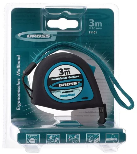 GROSS 3mx16mm professional mérőszalag kétoldalas