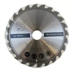   Scheppach TCT fűrészlap 210x30x2,6 mm, 24 fog – HM 210 L, HS 81 S, HS 80 és HS 210-hez