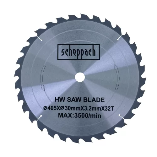 Scheppach TCT fűrészlap 405x30x3,2 mm, 32 fog – HS 410 tűzifafűrészhez, keményfém lapkás