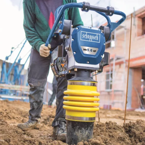 Scheppach VS 1000 vibrációs döngölőgép 6,5 LE, 10 kN, 40–60 cm tömörítési mélységig