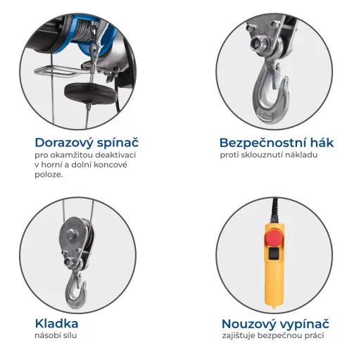 Scheppach HRS 400 elektromos drótköteles csörlő 400 kg, 780 W, 12 m emelés csigával