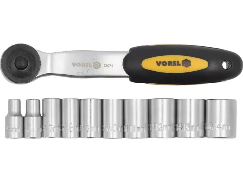 VOREL Dugókulcs készlet 11 részes 1/4" 5-14 mm CrV