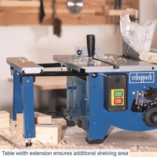 Scheppach HS 80 asztali körfűrész 1200 W, 210 mm, 48 mm vágásmélység, bővíthető asztallal