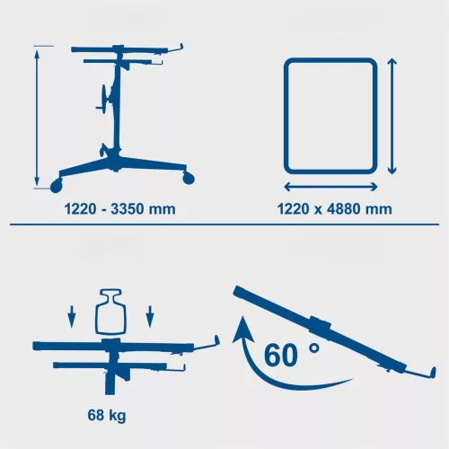 Scheppach TBL 400 gipszkartonlap emelő 3,35 m, 68 kg, 60°-ig dönthető