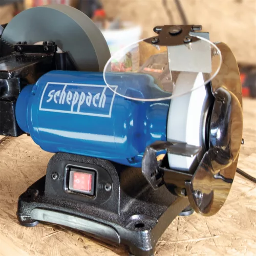 Scheppach BG 200 W száraz-nedves köszörű 250 W, 200 mm nedves és 150 mm száraz koronggal