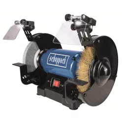   Scheppach SM 200 LB kéttárcsás csiszoló 500 W, csiszolókorong és acélkefe, LED-világítással