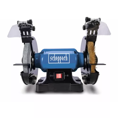 Scheppach SM 200 LB kéttárcsás csiszoló 500 W, csiszolókorong és acélkefe, LED-világítással