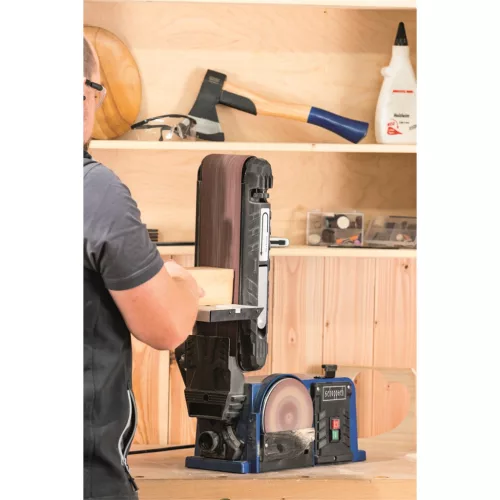 Scheppach BTS 900 asztali szalag- és tárcsás csiszoló 370 W, 150 mm korong, 100x915 szalag