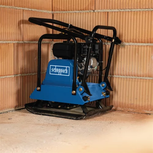 Scheppach HP 1800s lapvibrátor 88 kg, 23 kN, 30 cm tömörítési mélység, gumitalppal, kerekekkel