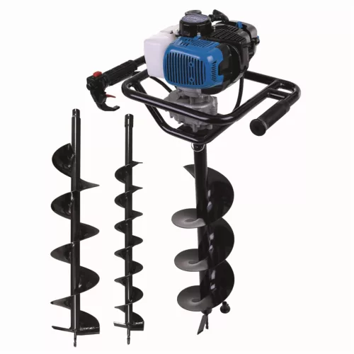 Scheppach EB 2000 benzinmotoros földfúró 52 cm³, 3 fúrószárral, 200 mm-ig, rezgéscsillapítós