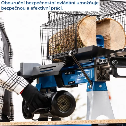 Scheppach HL 760 LS elektromos rönkhasító 7 t, 52 cm, állvánnyal, VARIO rendszerrel