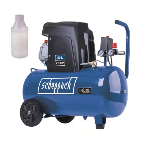 Scheppach HC 65 olajkenésű kompresszor 50 l, 10 bar, 220 l/perc, kerekekkel