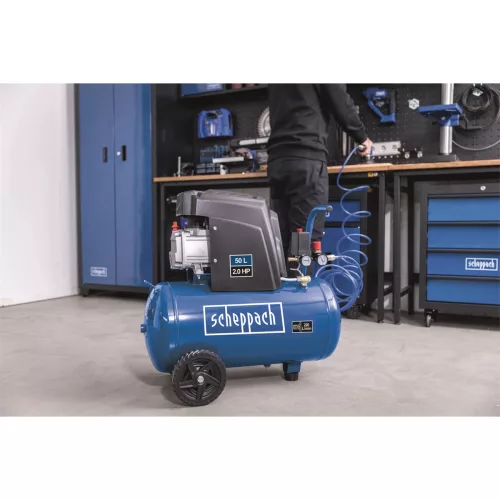 Scheppach HC 65 olajkenésű kompresszor 50 l, 10 bar, 220 l/perc, kerekekkel