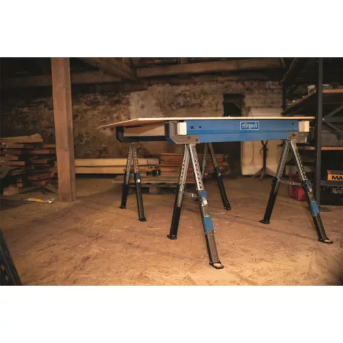 Scheppach MWB 600 összecsukható munkabak 600 kg, állítható magasság 61,8–82 cm