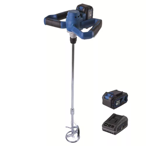 Scheppach BC-PMX100-X-SET L akkus keverőgép 20 V, 100 mm szárral, 4 Ah akkuval