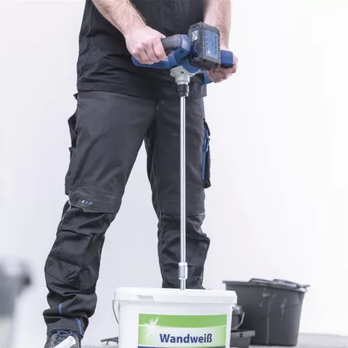Scheppach BC-PMX100-X-SET L akkus keverőgép 20 V, 100 mm szárral, 4 Ah akkuval