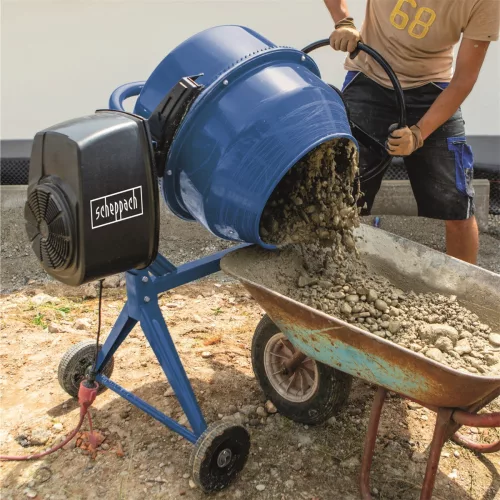 Scheppach MIX 140 betonkeverő 140 l, 550 W, csapágyazott tengely, kettős motorhűtéssel