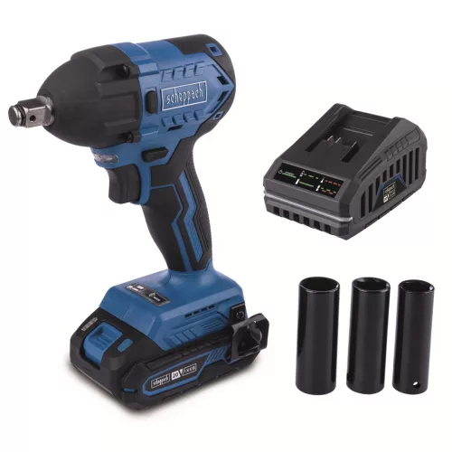 Scheppach BC-IW350-X-SET S akkus ütvecsavarozó 20 V, 350 Nm, 1/2", szénkefe nélküli