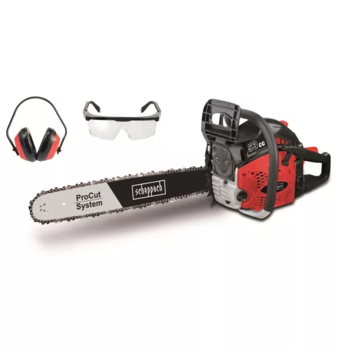 Scheppach BKS 5300 S benzinmotoros láncfűrész 53 cm³, 45 cm vezető + védőszemüveg, fülvédő