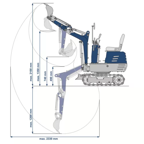 Scheppach EXC 815 mini kotrógép 0,7 t, 690 mm széles, 1,2 m ásásmélység, 360°