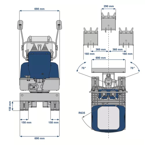 Scheppach EXC 815 mini kotrógép 0,7 t, 690 mm széles, 1,2 m ásásmélység, 360°