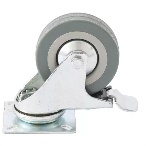 SIBRTEH 100x10,2x32mm 65kg fékezhető platform kerék forgatható, fém agy, csapágyazott